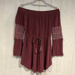 Hint of Blush Off the Shoulder Tunic Top, Size M